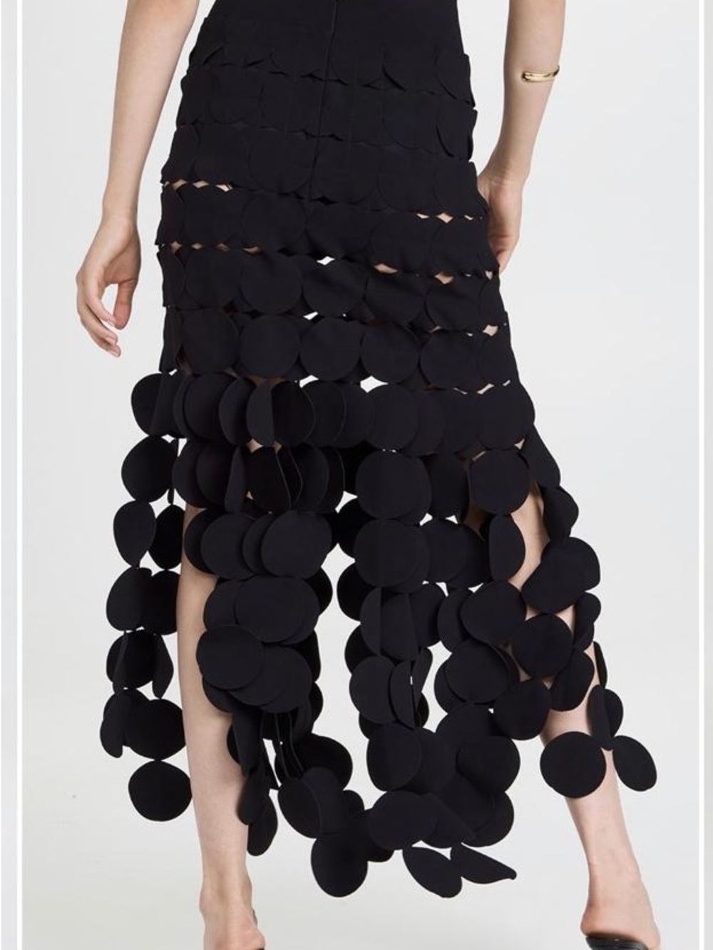 A.W.A.K.E Mode Black Circle-Detail Midi Skirt